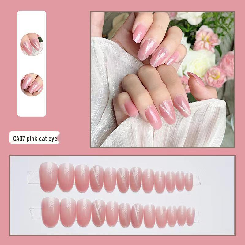 

Medium-Length Pink Cat Eye Press-On Nails