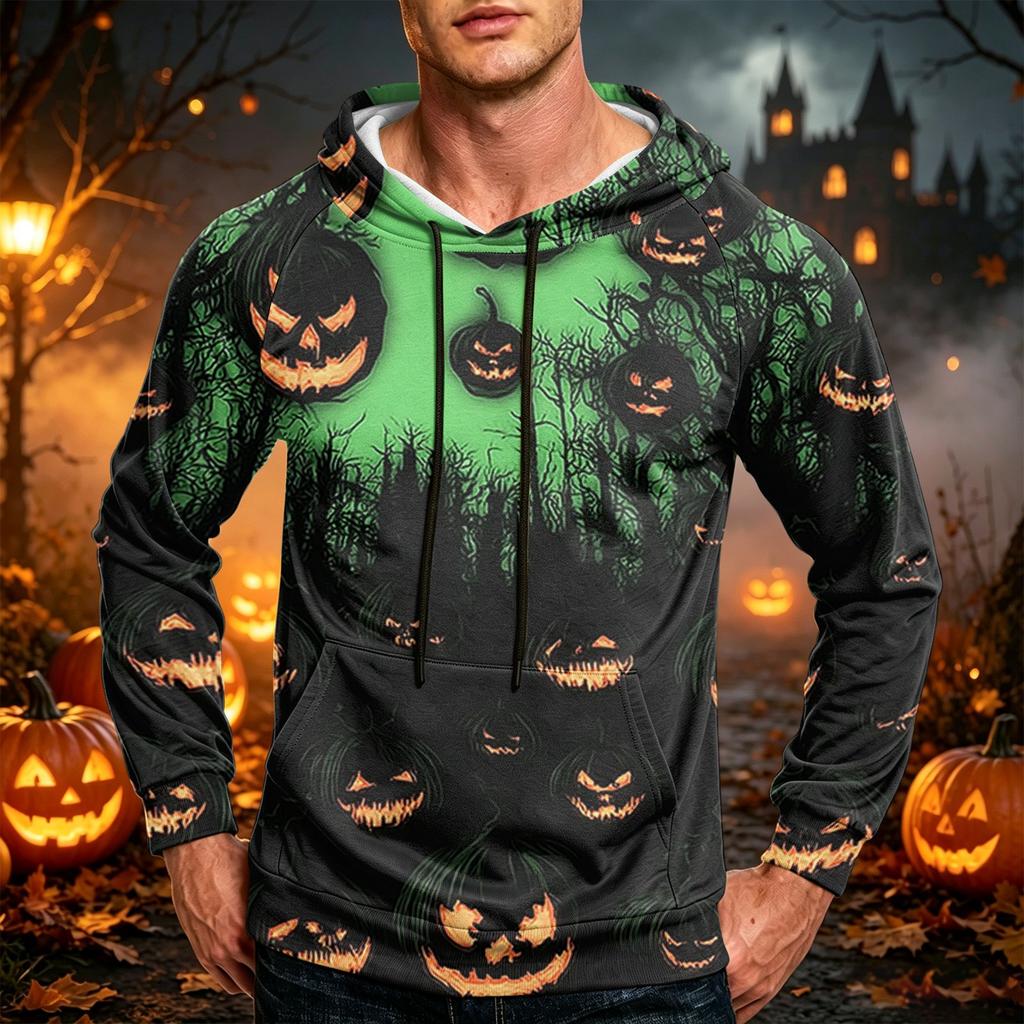 Men's Loose Fit Hoodie with Pocket Drawstring Printed Design for Casual Everyday Wear