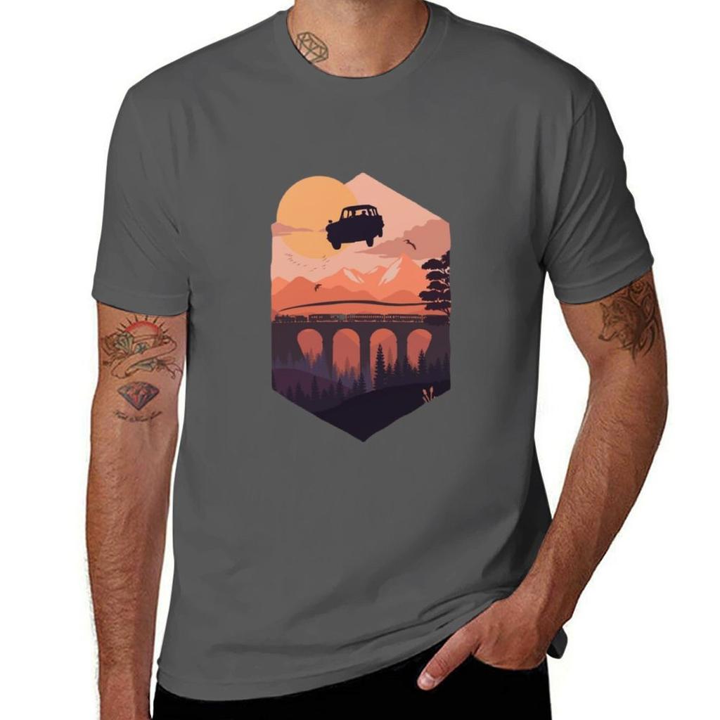 Car Silhouette Sunset Sky TShirt Lightweight Cooling Short Sleeve Tee