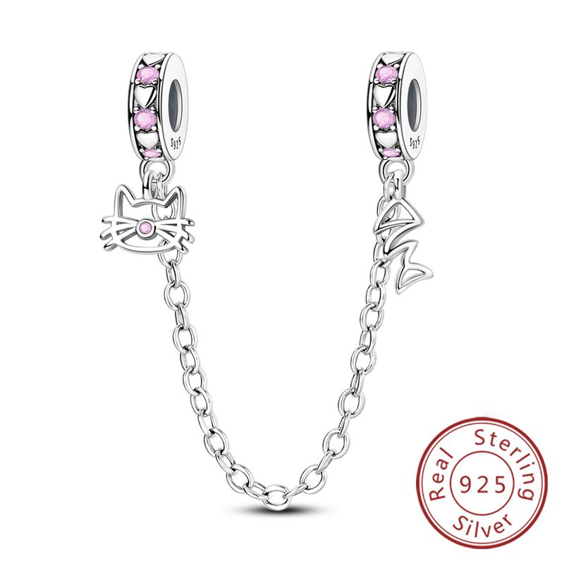 New Original Safety Chain Clasp Clip Charm Bead Copper Heart Bow Star Moon Fit Bracelet Diy Woman Girl Jewelry Gift