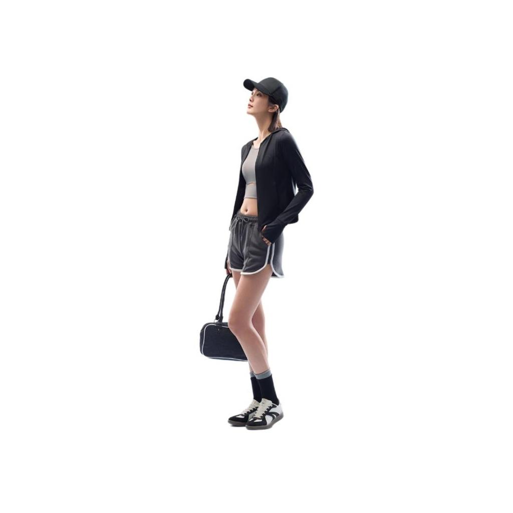 Anta Training Series Solid Color Zip-Up Hooded Comfortable Versatile Long Sleeve Breathable UV Protection Sun Protection Women Tops 962527704-8