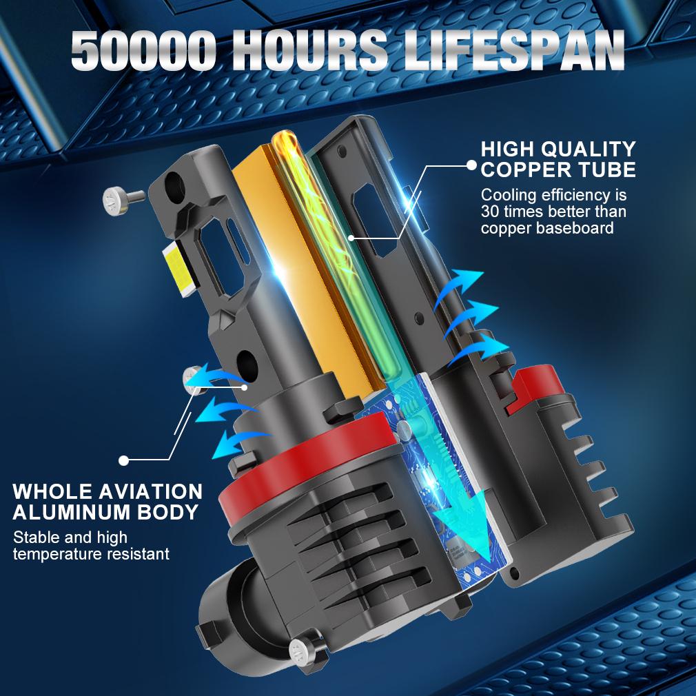 2ks Canbus H11 LED H8 9005 HB3 9006 HB4 LED žiarovky do predných svetlometov 6000K 60W 32000Lm Super jasné bez ventilátora 16-jadrové CSP DRL hmlové svetlo diaľkové svetlo