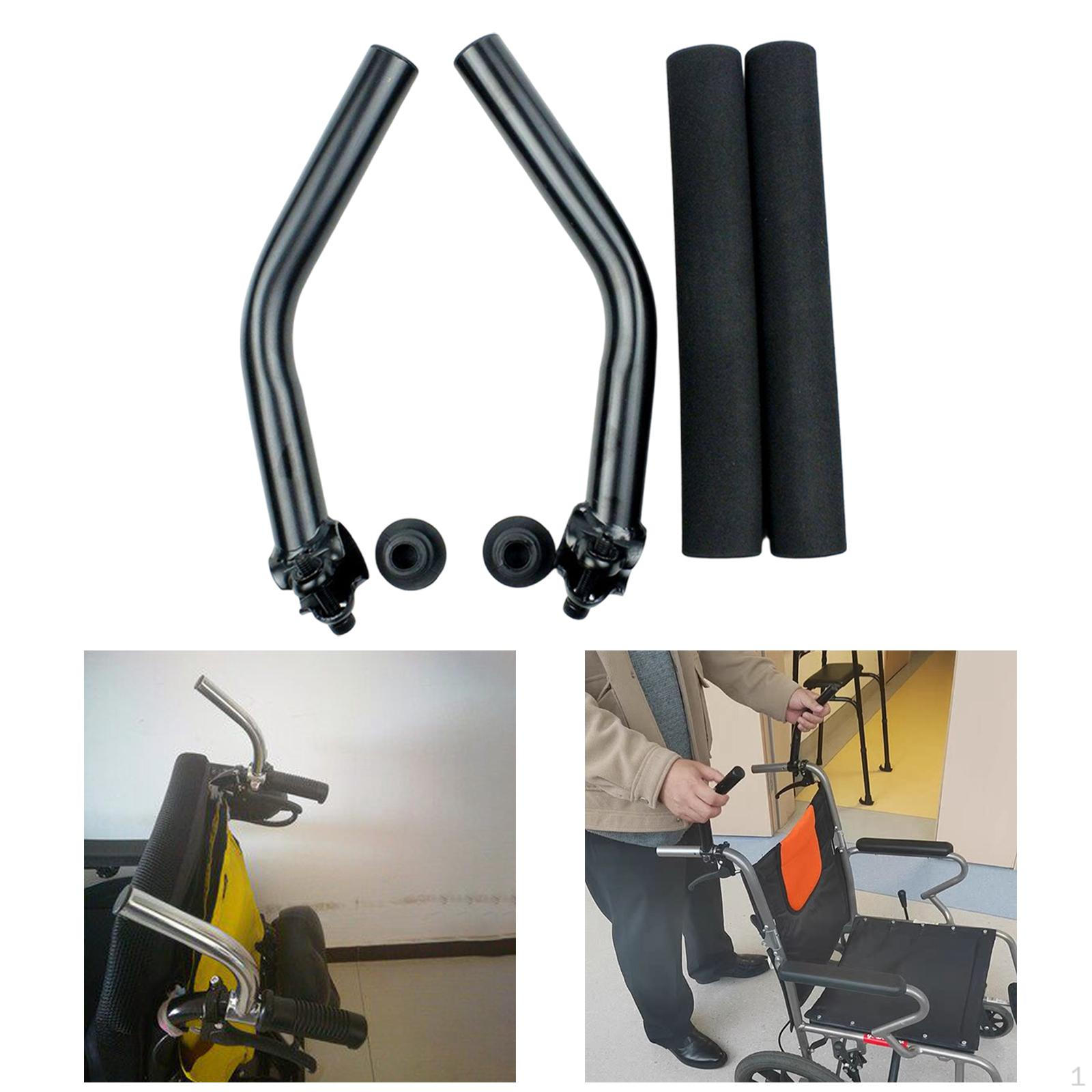 

Wheel Chair Handle Extenders Comfortable Metal Quick Release Clamps for Elderly Hole 2.22cm Black