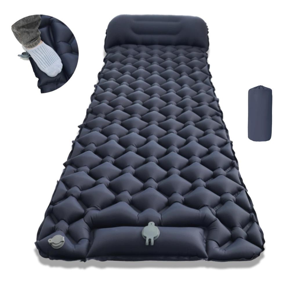 Outdoor Camping Sleeping Pad Folding Sleep Mat Beach Inflat Mattress with Pillows Ultralight Air Mat Travel Hiking New