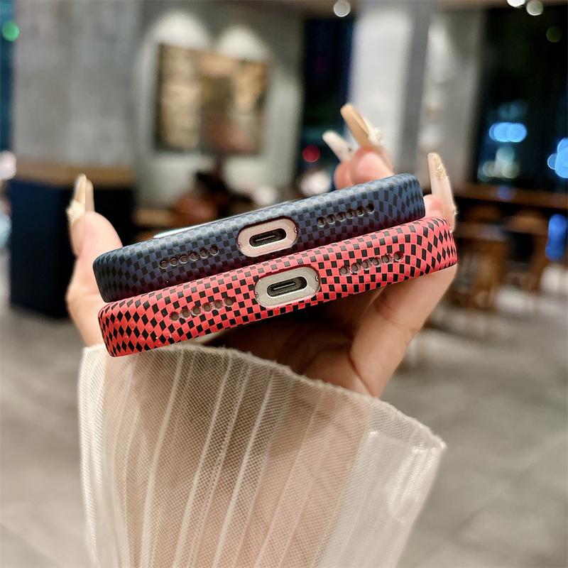 Luxury Kelvar Carbon Fiber Phone Case for iPhone 17 Air 17 Pro Max Magnetic Wireless Charging Ultra Thin Hard Colorful Cover