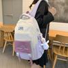 White Purple Colorful Backpack For Junior High School College Students Large Capacity Shoulder Bag