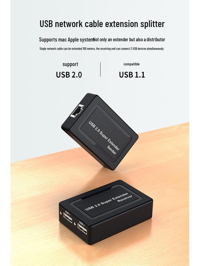 USB 2.0 100m Extender: USB to RJ45 Splitter for Mouse, Keyboard, Camera, Amplifier, Network