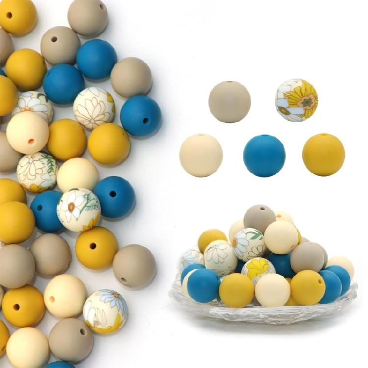 50 PCS Durable Spacer Beads Colorful DIY Bracelets Beads Silicone Material