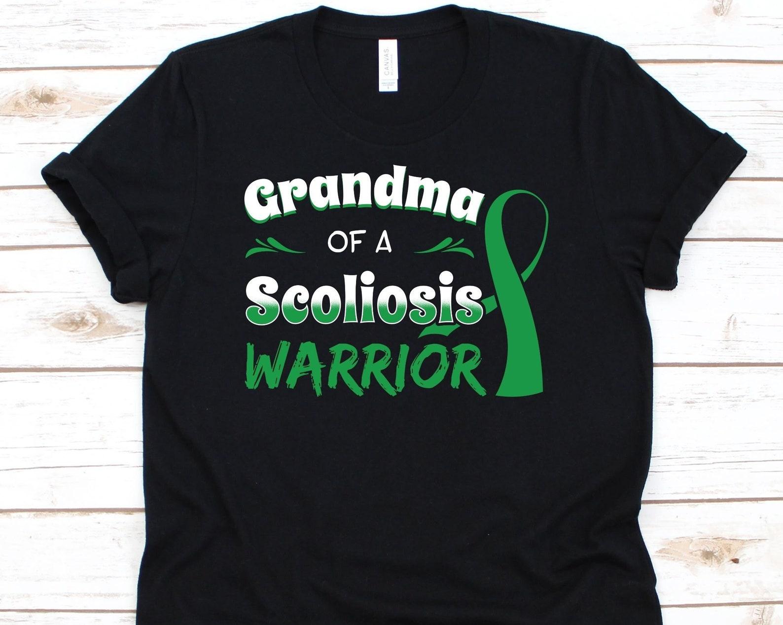Grandma Of A Scoliosis Warrior Shirt, Awareness Gift For Scoliosis Fighter, Back Surgery, Scoliosis T-shirt, Spinal Fusion Surgery Shirt L
