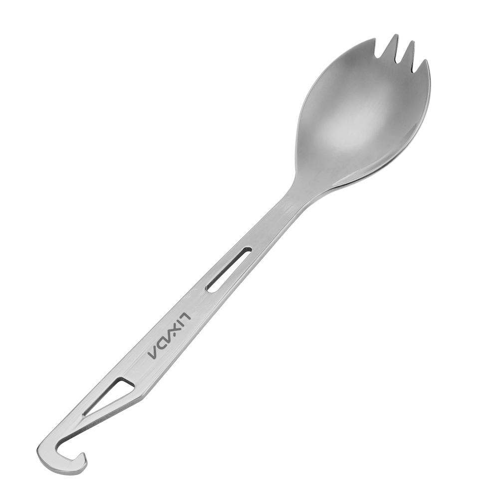 Lixada Edelstahl-Göffel mit Flaschenöffner, leichtes Outdoor-Dinner-Göffel-Besteck für Reisen