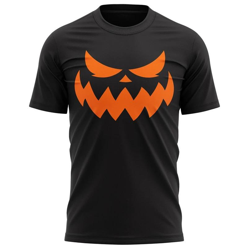 New Fun 3D Pumpkin Face Printed Men's T-shirt Halloween Role-playing Costume Fashionable Oversized T-shirt Casual O-neck Short Sleeved Top