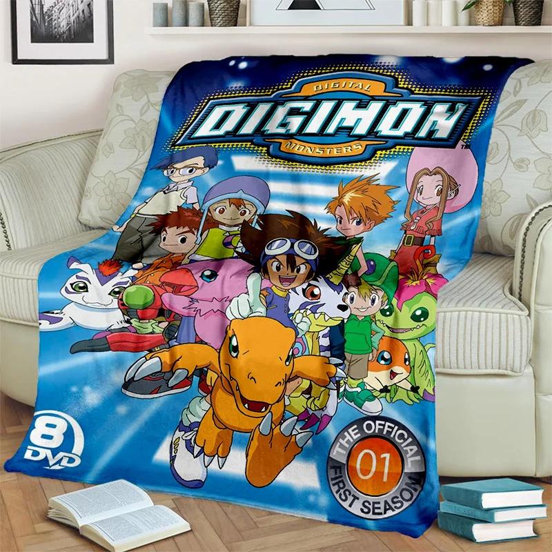 3D Digimon Adventure Monster Cartoon Blanket,Soft Throw Blanket for Home Bedroom Bed Sofa Picnic Travel Office Cover Blanket Kid