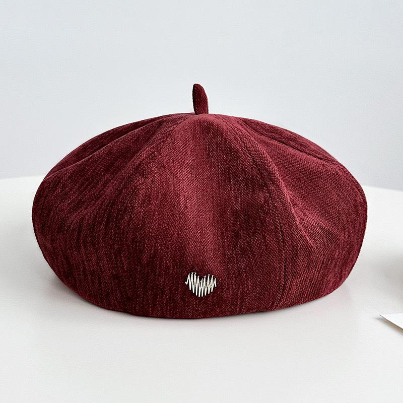 Autumn and Winter New Retro Literary Beret Hat for Women Korean Version Versatile Face-showing Little Painter Hat  Fashionable Love Pumpkin Hat