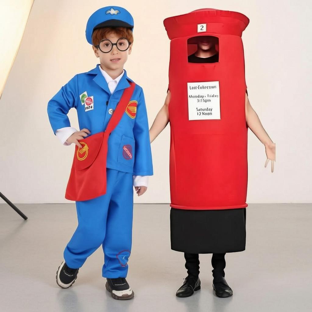 Postal Worker Cosplay Costume For Kids With Soft Polyester Fabric For Halloween And Themed Parties