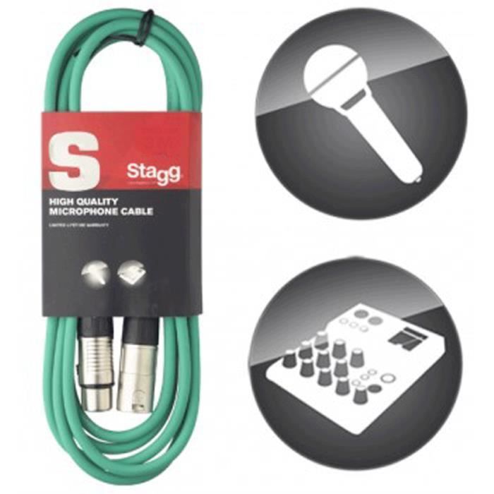 3-pin XLR Cable - Stagg - 10 Meters - Green - Male/female - Audio