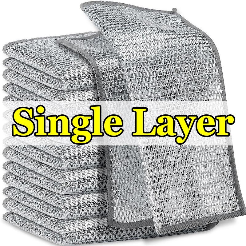 

100/1 шт. Волшебные серебряные кухонные полотенца из микрофибры с двухсторонним стальным волокном, кухонные тряпки для мытья посуды, полотенца 1PC