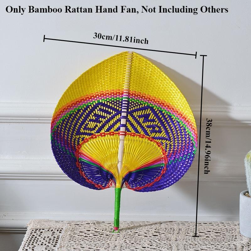 1PC Pure Handmade Peach Shaped Bamboo Woven Fan/ Bamboo Rattan Hand Fan Summer Cooling Supplies Hand Cranked Fan /mini Fan/