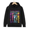 Soft Children Hoodie, Vertical Color Strip Anime Boys Portrait Print Pullover Sweatshirt, Autumn WinterCasualSport Long Sleeve Top For Kids Daily Wear