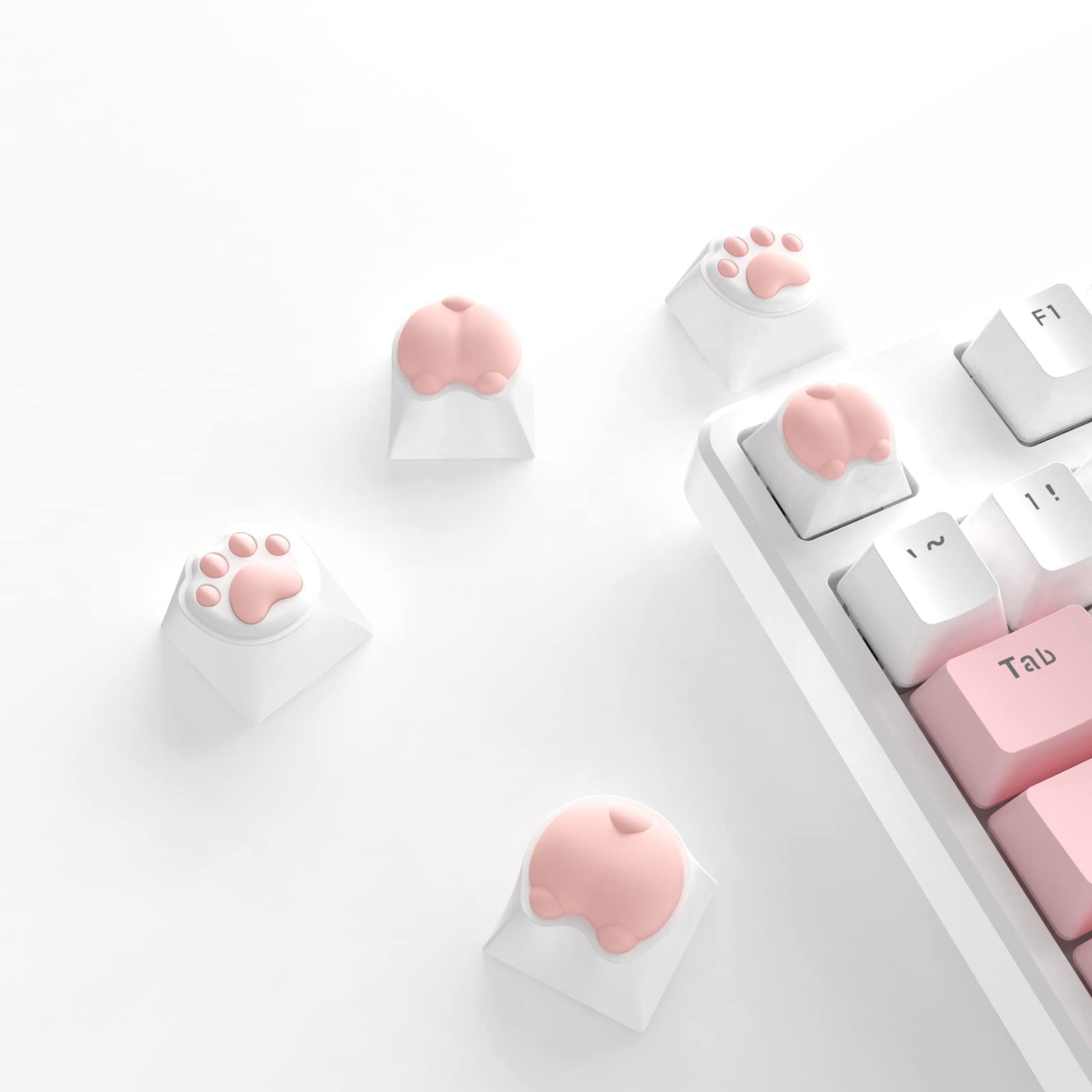 

MAMBASNAKE Кастомні ігрові ковпачки клавіш Cherry MX Switch Механічні ковпачки клавіш клавіатури Форма котячої лапки Милі PBT Знімач ковпачків клавіш Коробка для зберігання Набір ковпачків клавіш Сумісний