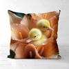 Cute Ducklings Nestled in Orange Lily Pattern Cushions Polyester pillowcase, sofa decorative cushion cov Headboard Pillow