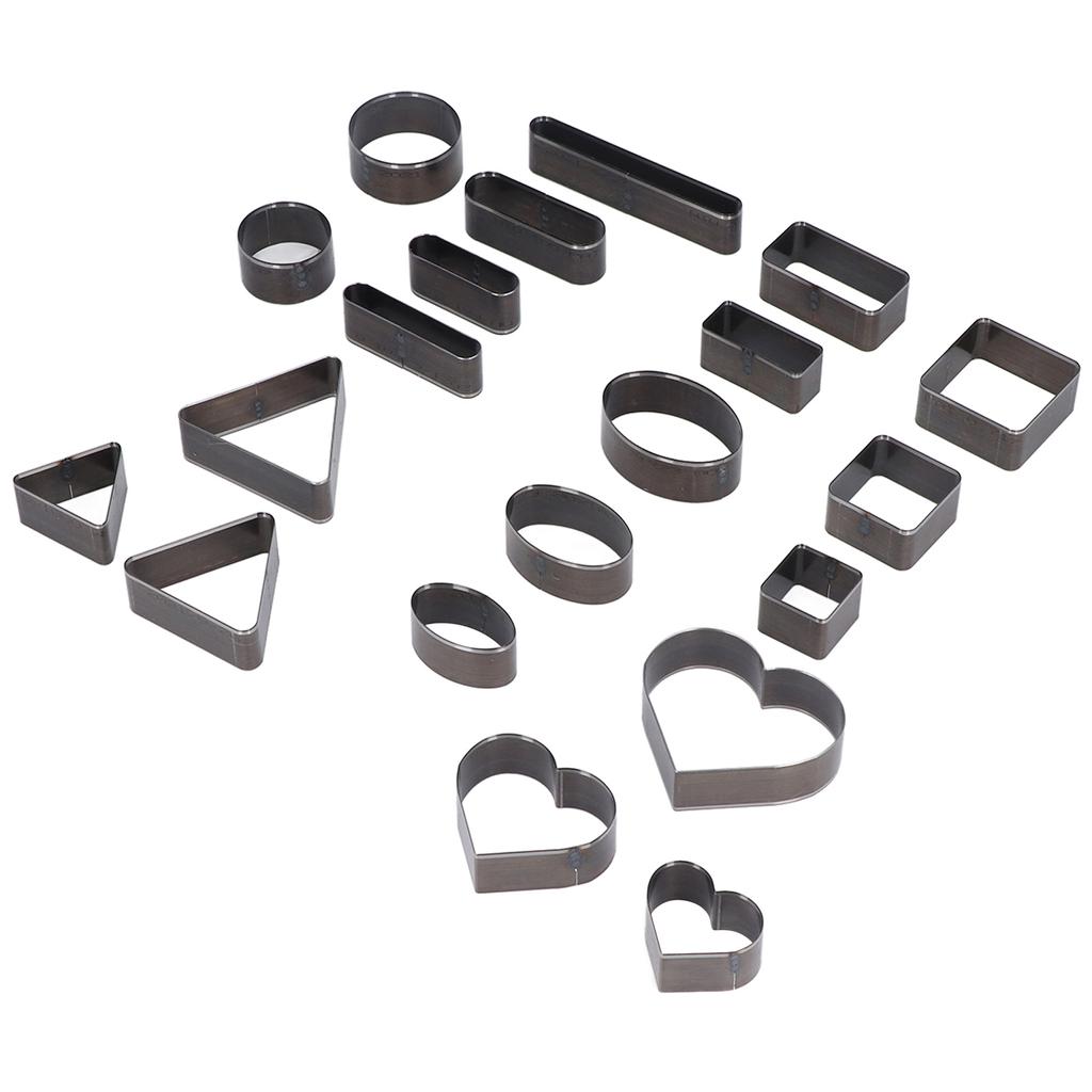 20PCS Leather Die Cutter Round Quadrate Hearts Leather Cutting Dies High Carbon Steel Punching Die Set for Cut Leather