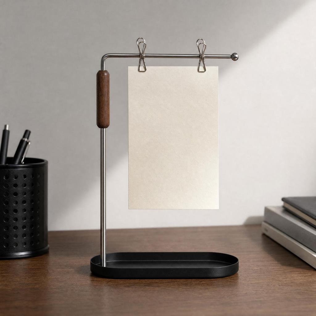 Menu Display Stand with Tray Freestanding Photo Rack Metal Clips