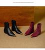 Women's Retro Pointed Toe Ankle Boots - Woven, Slimming Design & Inner Lift for 2025 Autumn/Winter Collection.