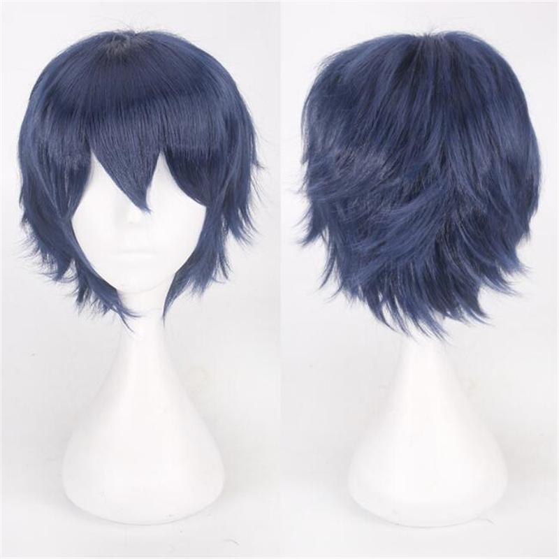 30 cm kurze, glatte Cosplay-Perücke, hochgeklappt, zottelig, flauschig, geschichtet, hitzebeständig, Kunsthaar, Anime-Cosplay-Perücken + Perückenkappe