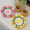 Creative Hand Woven Coaster Pureknitting Wool Orchid Rose Crochet Handmade Flower Bouquet Coffee Table Cupmat Home Office Decor