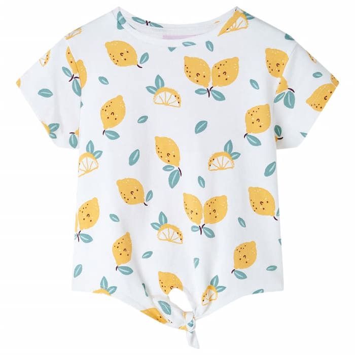 T-shirt pour enfants avec ourlet noué écru 92/104/116/128/140