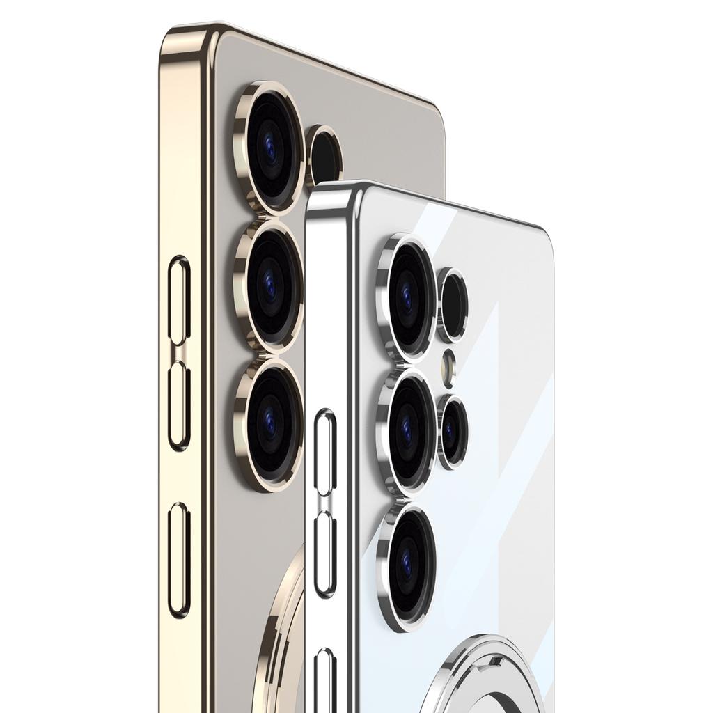 Suitable for Samsung S25Ultra Magnetic Phone Case S25u Rotary Bracket Electroplating Transparent Anti Fall