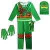 Ninjago Kids Kai Jay Cosplay Glove Hat Jumpsuit Set Halloween Clothes Party