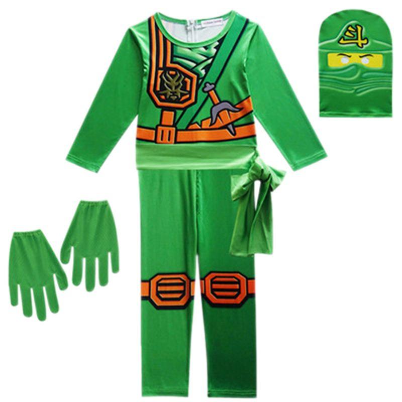 Ninjago Kids Kai Jay Cosplay Glove Hat Jumpsuit Set Halloween Clothes Party