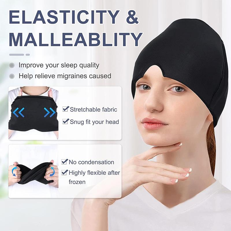 Migraine Relief Cap Headache Relieve Cap Mask Products Cooling Odorless Gel Ice Head Wrap for Stress Hangover Puffy Eyes JT457