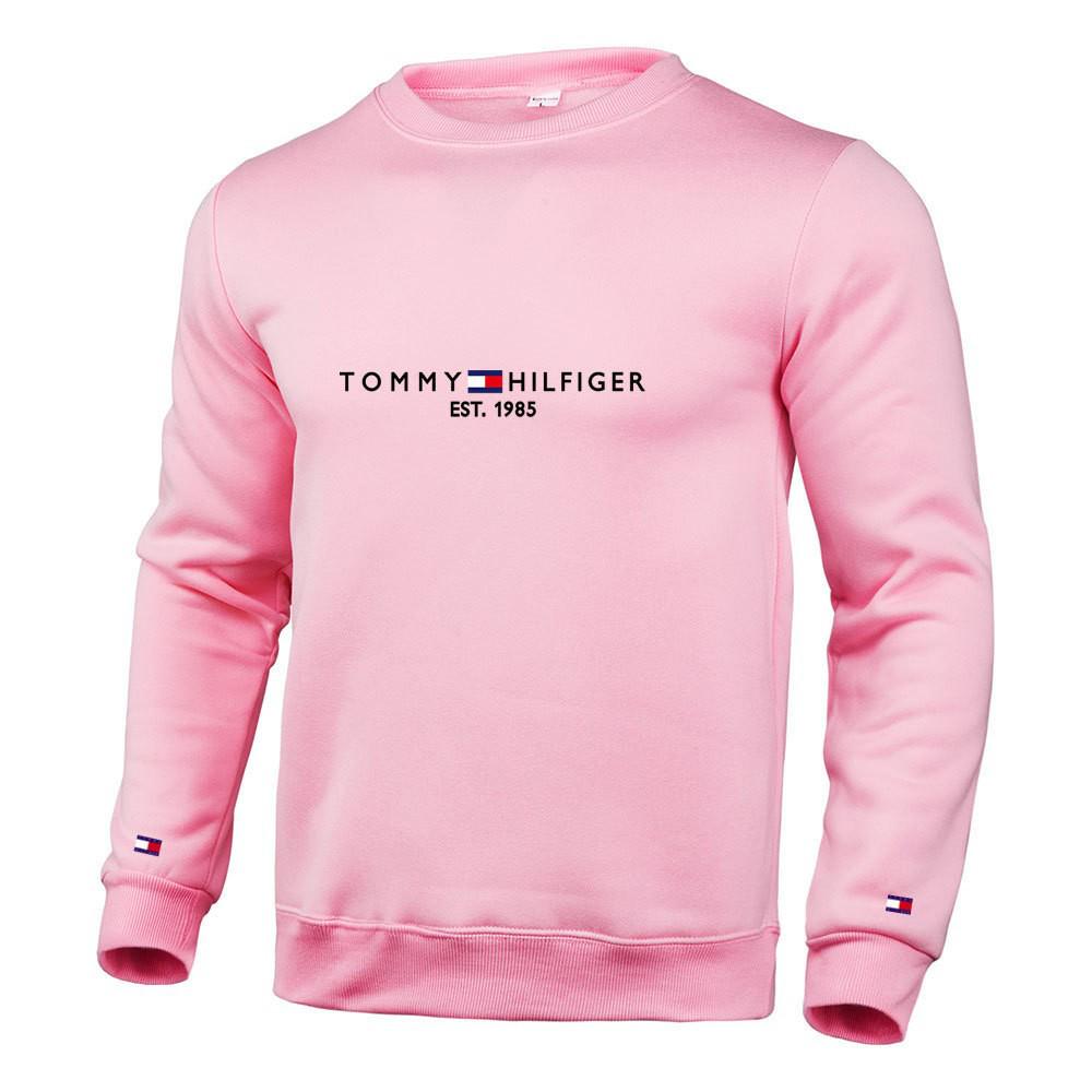 

Новий унісекс спортивний флісовий худі-пуловер - Повсякденний вільний крій, Довгий рукав, Круглий виріз XXL рожевий