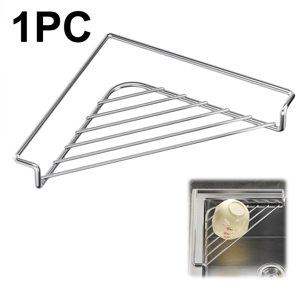 Triangular Corner Drain Rack Stainless Steel Faucet Drain Storage Holder Multifunctional Sink Organizer Sponge Dishcloths Scrubb