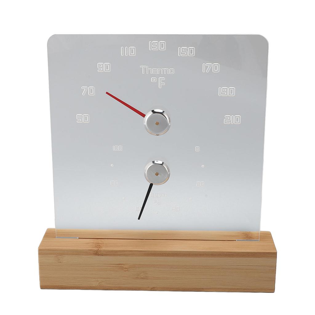 2 in 1 Sauna Thermometer Hygrometer with Wood Base Wall Mountable Freestanding Hygrothermograph for