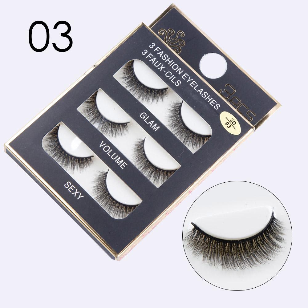 3Pairs Natural False Eyelashes 3D Mink Lashes Eyelash Extension Makeup False Lashes Kit