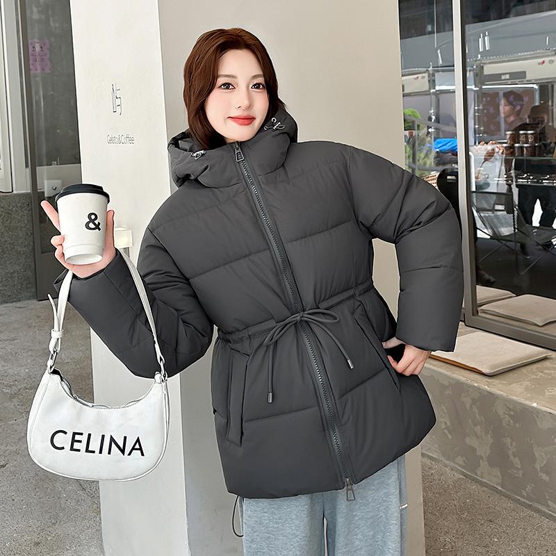 Down cotton clothes women's medium style thickened waist winter new Maillard puff bread clothes elastic waist cotton clothes