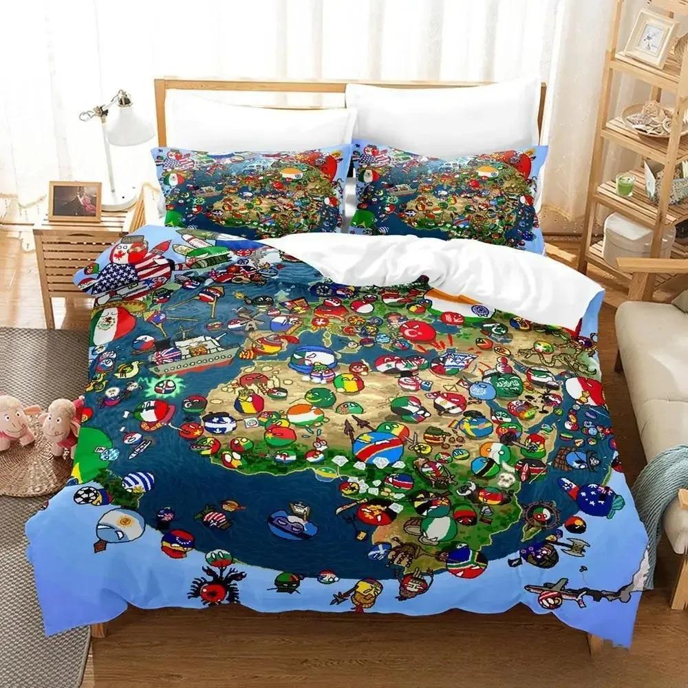 2024 New Countryball Polandballs Bedding Set Single Twin Full Queen King Size Bed Set Adult Kid Bedroom Duvet cover Sets Cartoon