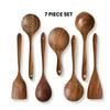 Teak Non-Stick Long-Handle Solid Wood Pan and Acacia Wood Kitchenware Set