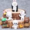 6pcs/lot 3.5-6cm PVC Line Brown Bear Cony Rabbit Moon Friend Action Figure Cute Decoration And Toy
