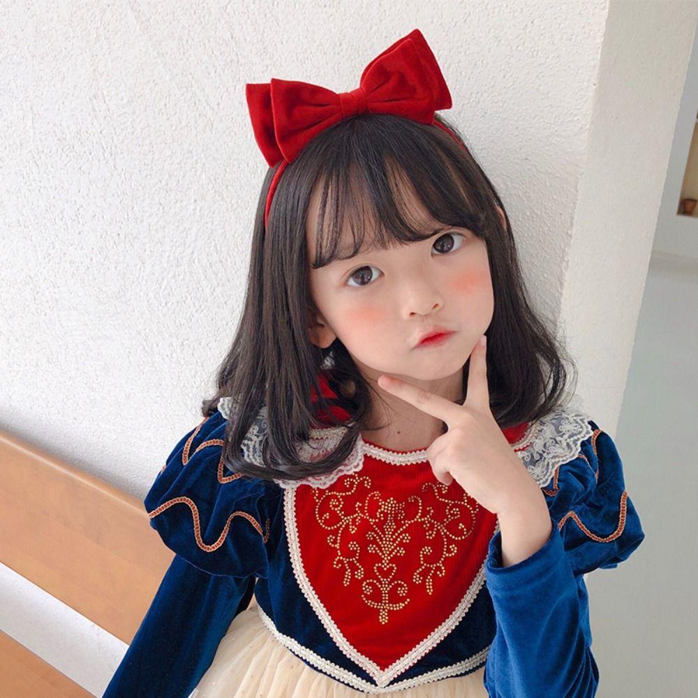 Sweet Hair Accessories Snow White Hair Band Red Black Bow Headband for Girls Women Headwear Retro Bow Ties Hairband