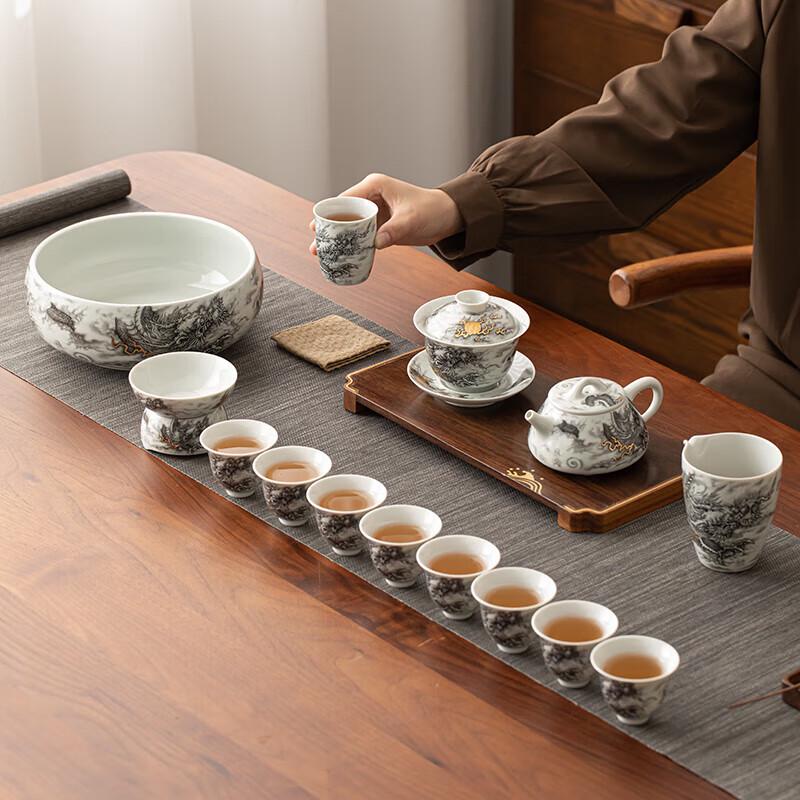 

Su-style Ceramic Ink Dragon Kung Fu Tea Set (15-Piece)