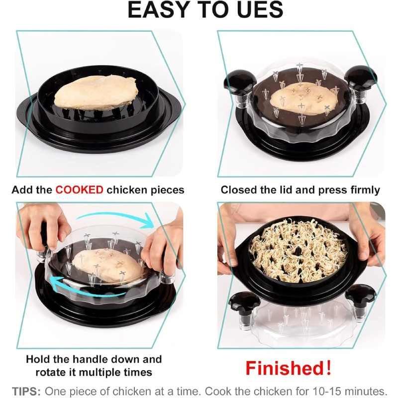 Shredder Chicken With Transparent Cover Large Anti Slip Rotating Kitchen Tool