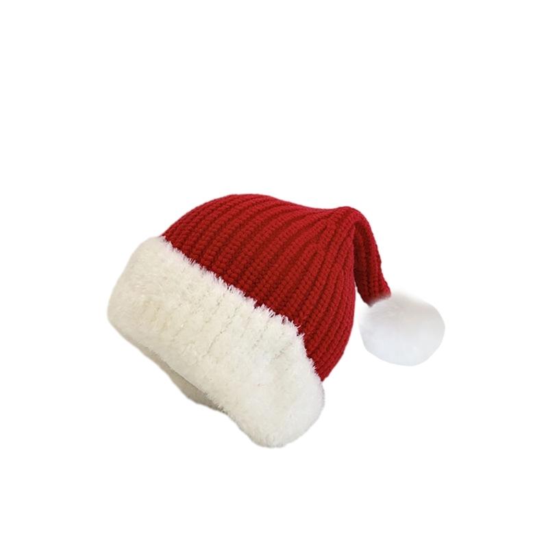 Stylish Knitted Santa Hat Cute Christmas Beanie for Children Soft & Comfortable Winter Headwear Lightweight Hat Wools