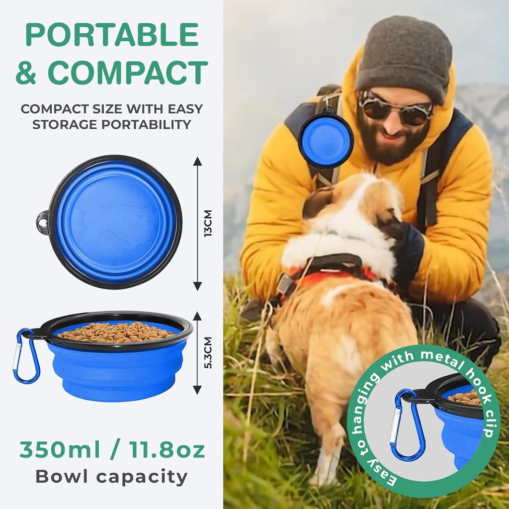 2-In-1 Collapsible Pet Bowls Dual Food And Water Bowls Flip Over Portable Dog Cat Pet Travel Feeder Bowl For Walking Camping