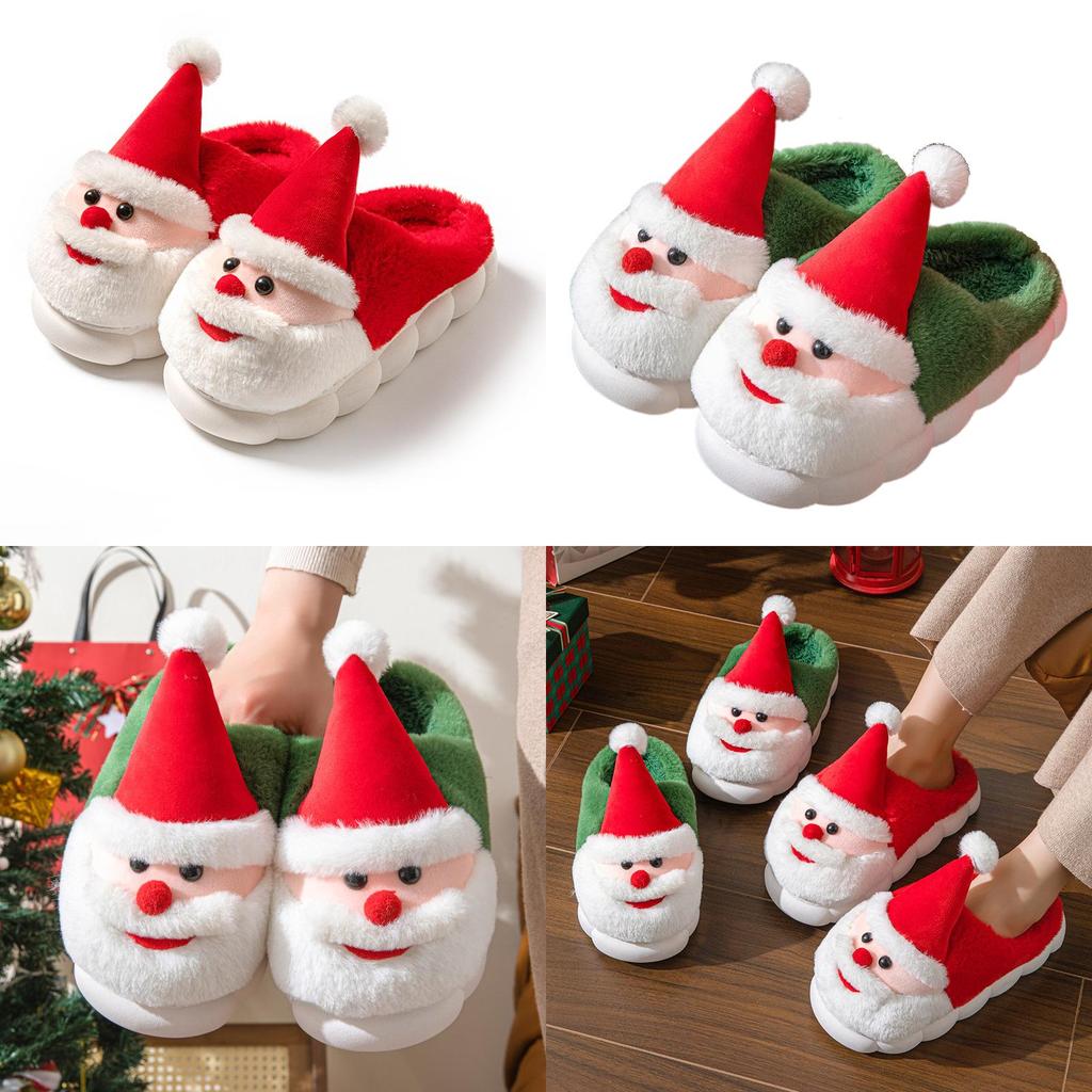 Cozy And Warm Christmas Santa Themed Home Slippers For Men And Women In Thick Non-slip Design