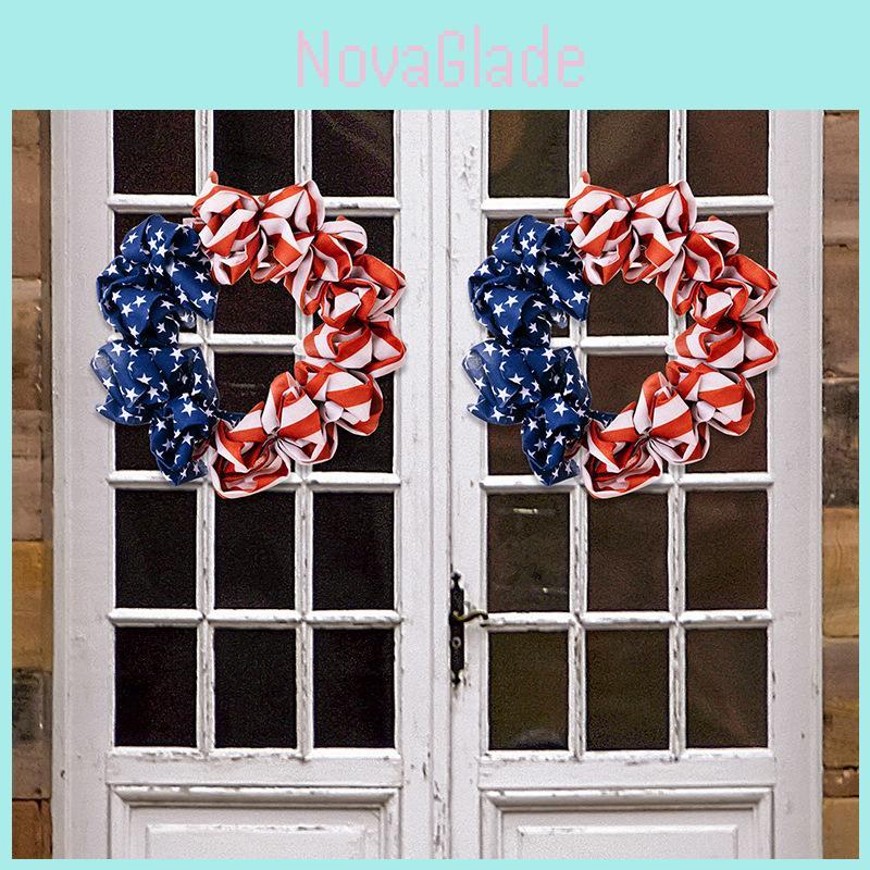 Wunderschön gefertigter patriotischer Jute-Unabhängigkeitstag-Kranz 40cm für Feierlichkeiten