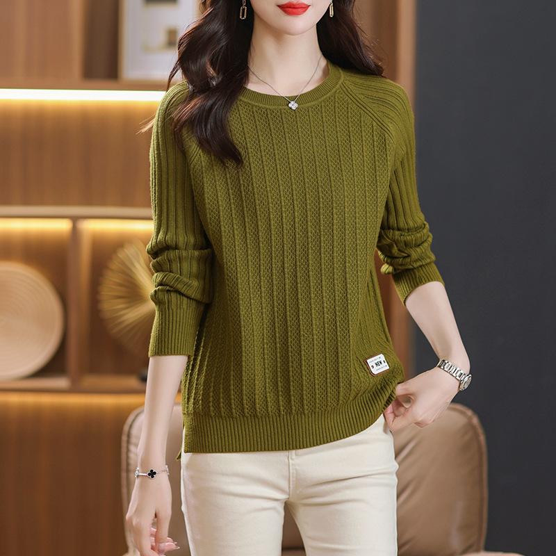 Long-sleeved knitted top women's new spring and autumn inner sweater early autumn thick bottoming shirt